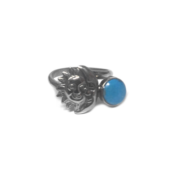 Round Stone Sun and Moon Shaped Adjustable Metal Ring - Image 5