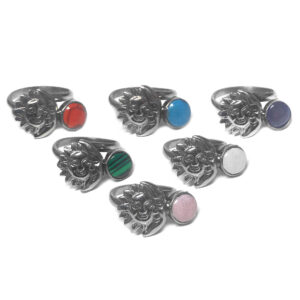 Round Stone Sun and Moon Shaped Adjustable Metal Ring