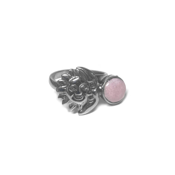 Round Stone Sun and Moon Shaped Adjustable Metal Ring - Image 6