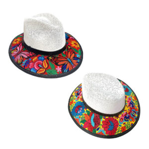 Floral Butterfly Embroidered Straw Sun Hat