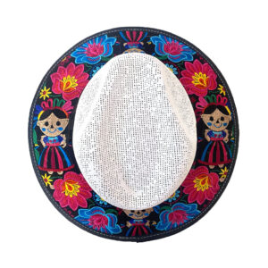 Floral "Indi" Girl Embroidered Straw Sun Hat