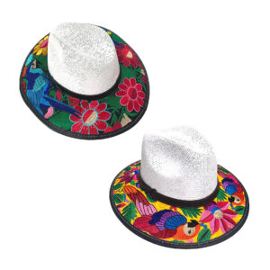 Floral Parrot Embroidered Straw Sun Hat