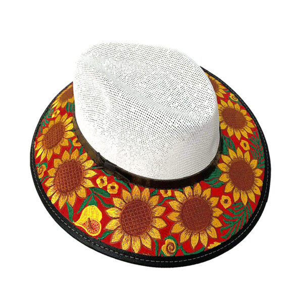 Floral Sunflower Embroidered Straw Sun Hat - Image 4