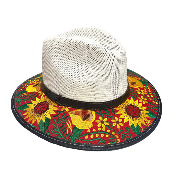 Floral Sunflower Embroidered Straw Sun Hat - Image 2