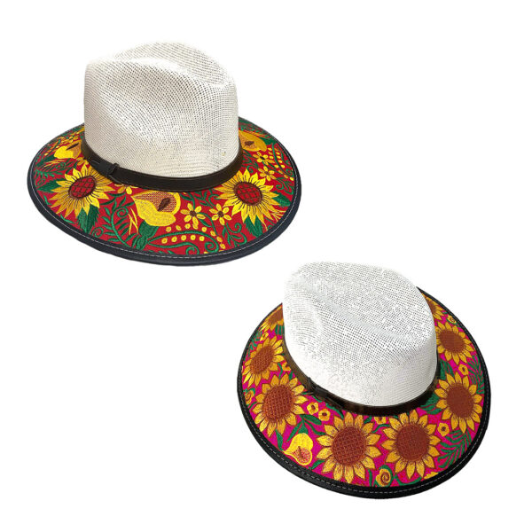 Floral Sunflower Embroidered Straw Sun Hat