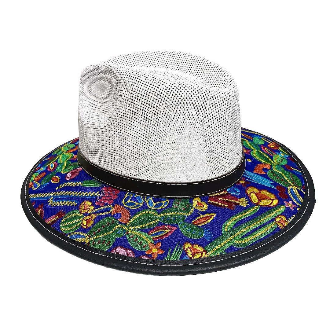 Floral Cactus Embroidered Straw Sun Hat - Image 2