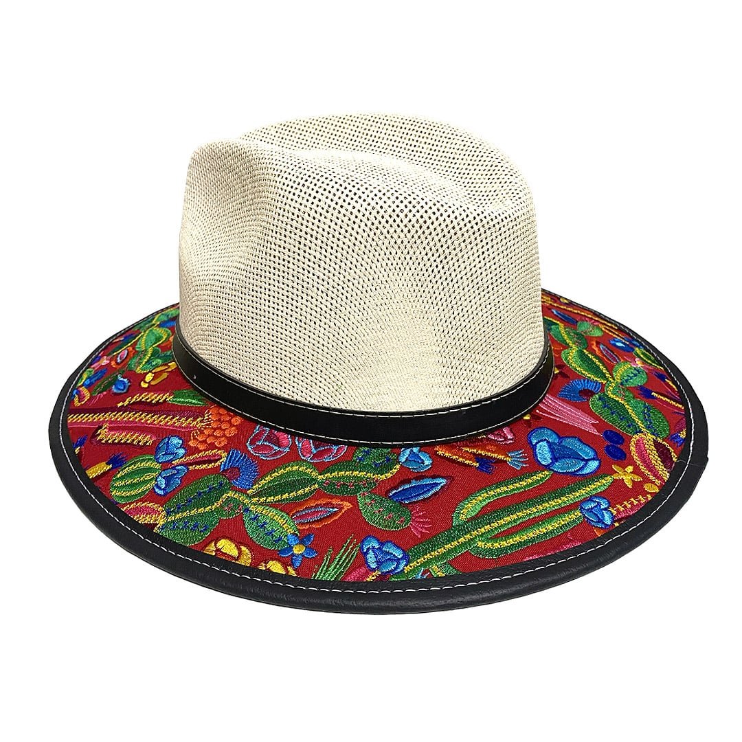 Floral Cactus Embroidered Straw Sun Hat - Image 3