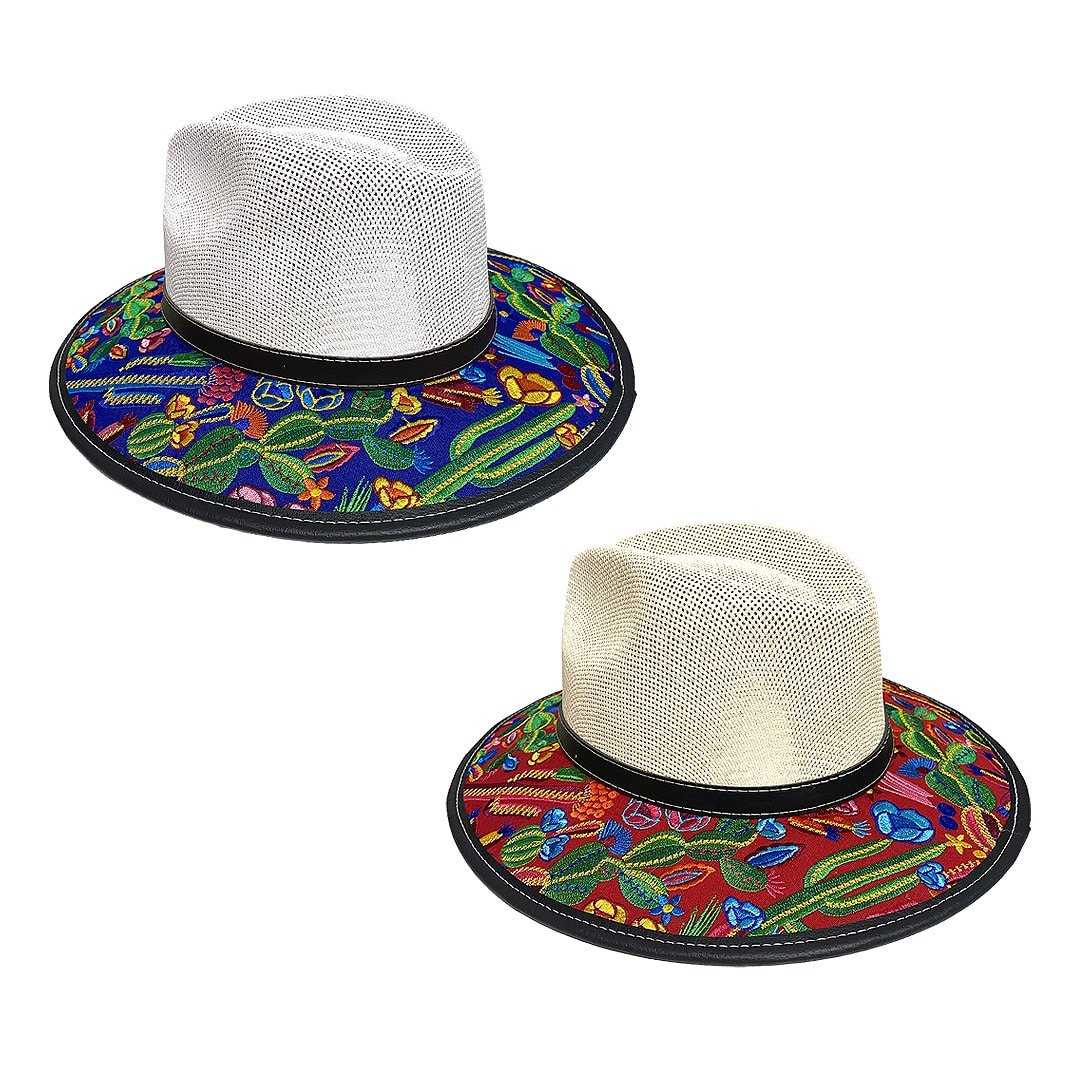 Floral Cactus Embroidered Straw Sun Hat