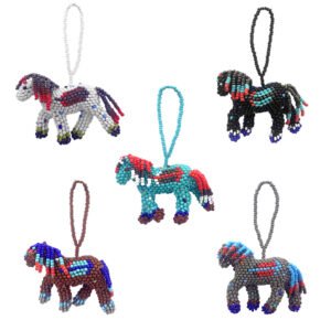 Beaded Horse Figurine Seed Bead Hanging Ornament