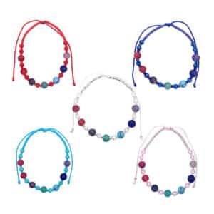 Chakra Stone Ball Crystal Beaded Pull Tie Bracelet