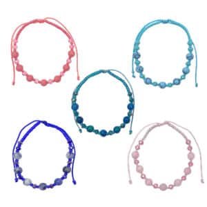 Multi Stone Ball Crystal Beaded Pull Tie Bracelet