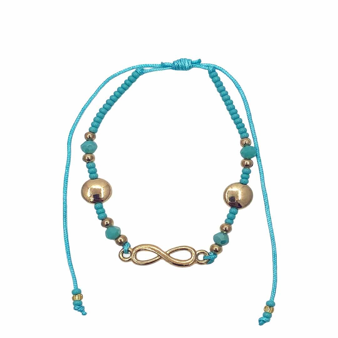 Gold Infinity Charm Beaded Pull Tie Bracelet - Image 3