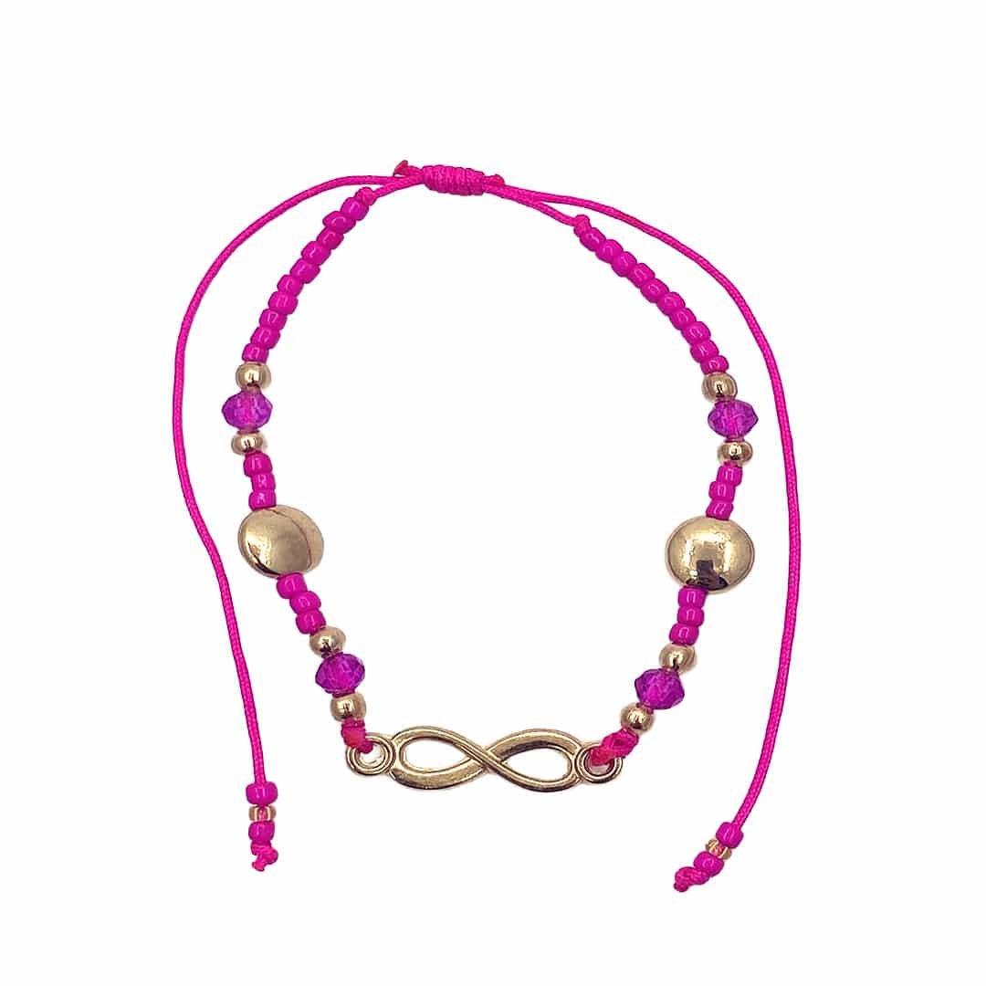 Gold Infinity Charm Beaded Pull Tie Bracelet - Image 5