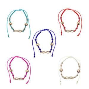 Gold Infinity Charm Beaded Pull Tie Bracelet