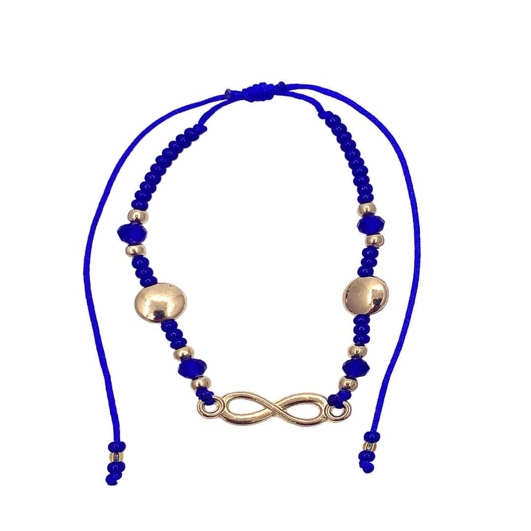 Gold Infinity Charm Beaded Pull Tie Bracelet - Image 4