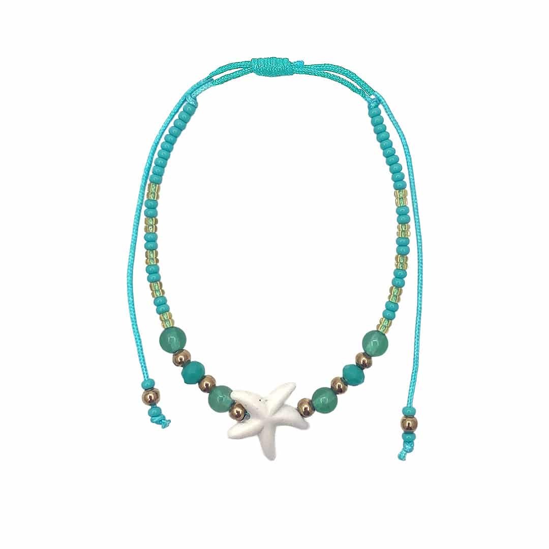Sea Life Crystal Gold Beaded Pull Tie Bracelet - Image 3