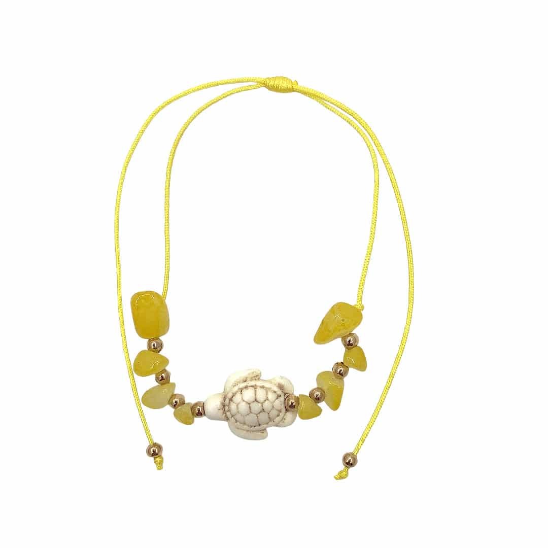 Sea Life Chip Stone Gold Beaded Pull Tie Bracelet - Image 9