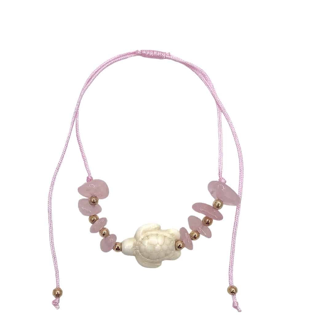 Sea Life Chip Stone Gold Beaded Pull Tie Bracelet - Image 10