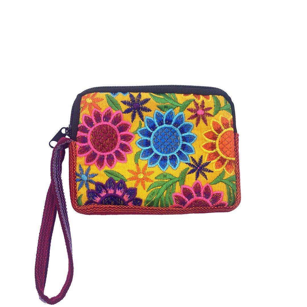 Floral Embroidered Wristlet Coin Purse - Image 3
