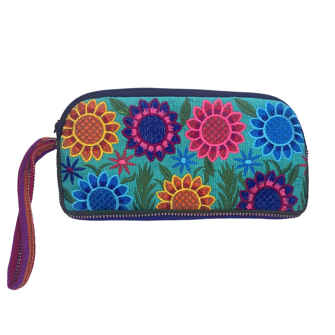 Large Floral Embroidered Wristlet Pouch - Image 3
