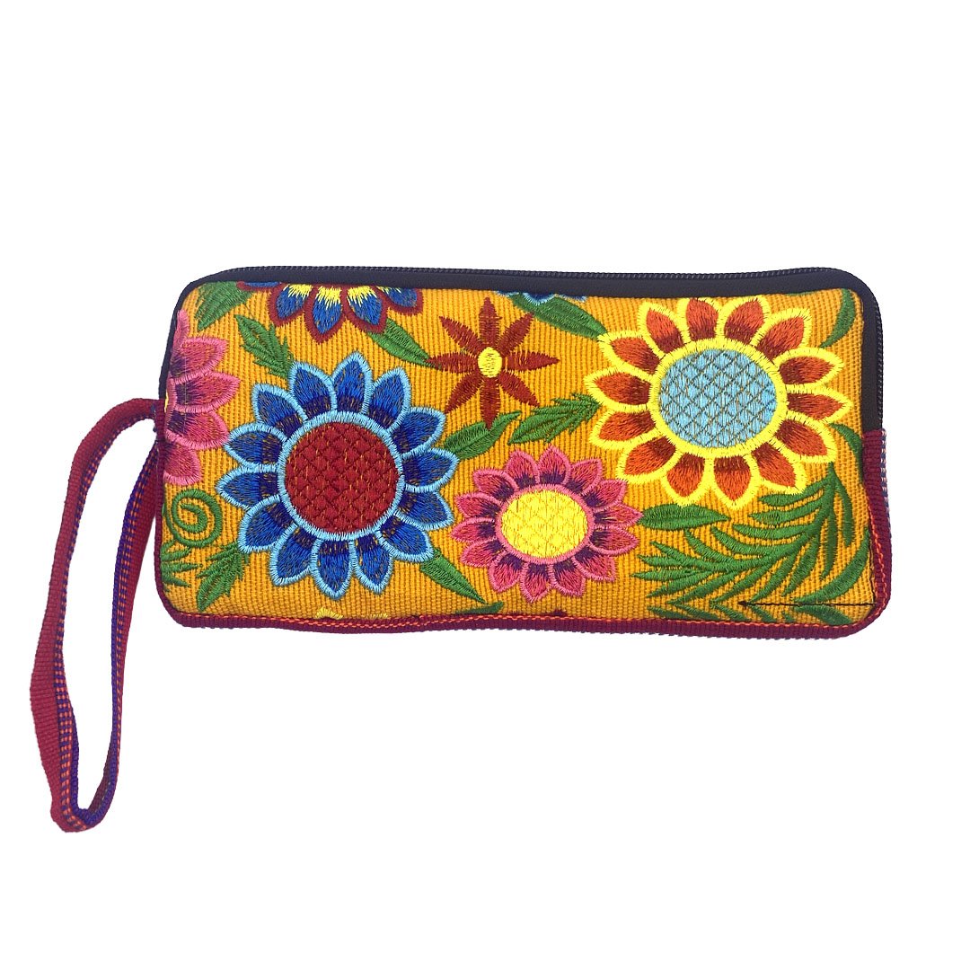 Large Floral Embroidered Wristlet Pouch - Image 4