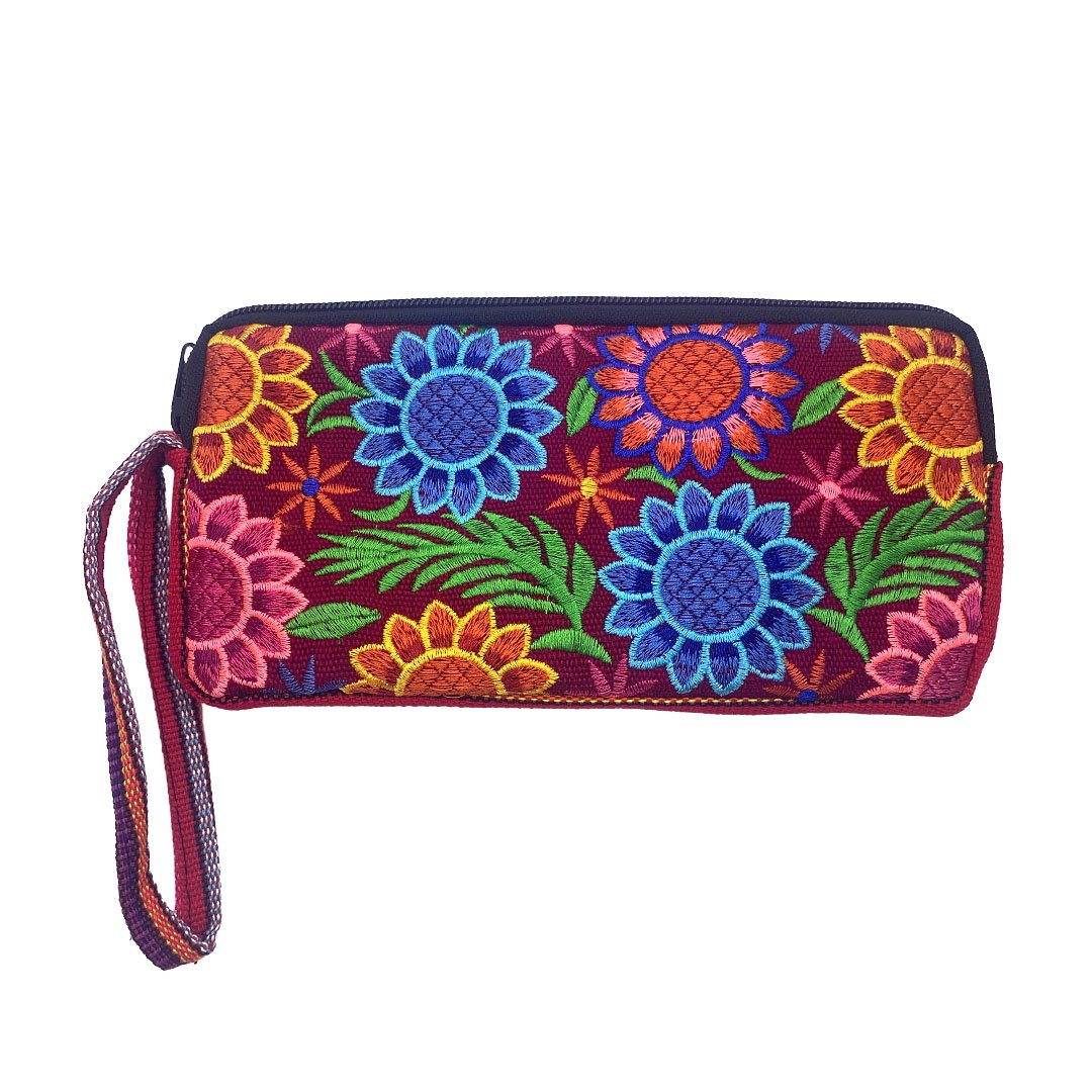 Large Floral Embroidered Wristlet Pouch - Image 5