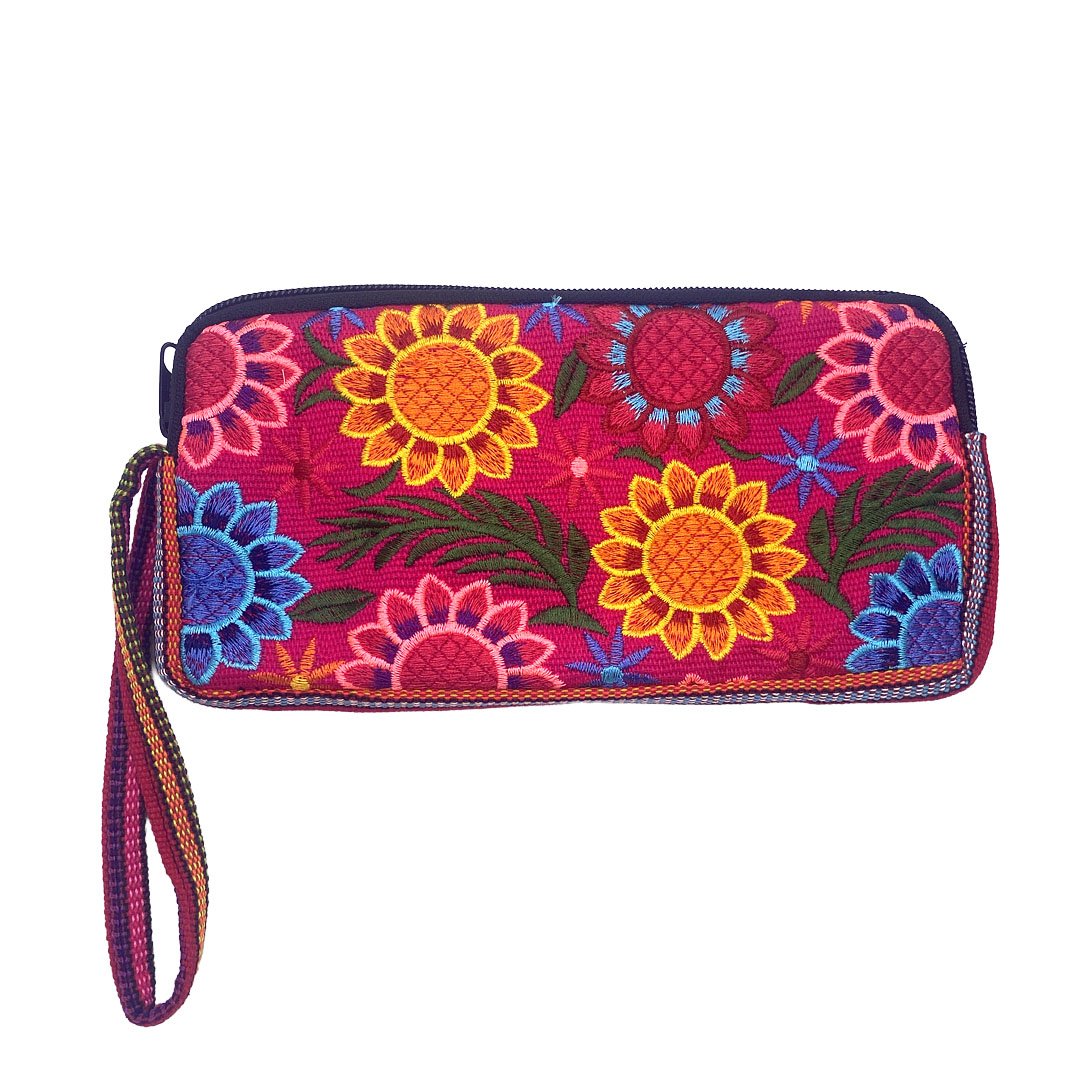 Large Floral Embroidered Wristlet Pouch - Image 2