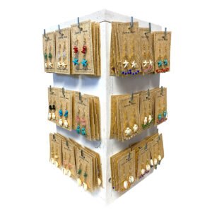 144 Pcs Assorted Sea Life Earrings 4-Sided Wooden Display