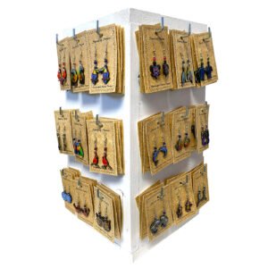 144 Pcs Tropical Animal Acrylic Earrings 4-Sided Wooden Display