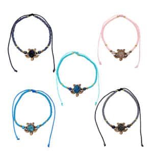 Wooden Stone Sea Turtle Beaded Pull Tie Bracelet