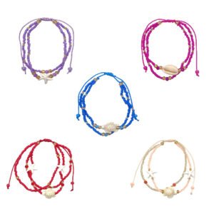 Sea Life Gold Beaded Multi Strand Pull Tie Bracelet