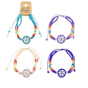 Native Inspired Dream Catcher Beaded Multi Strand Pull Tie Bracelet
