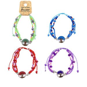 Tree of Life Crystal Bead Multi Strand Pull Tie Bracelet