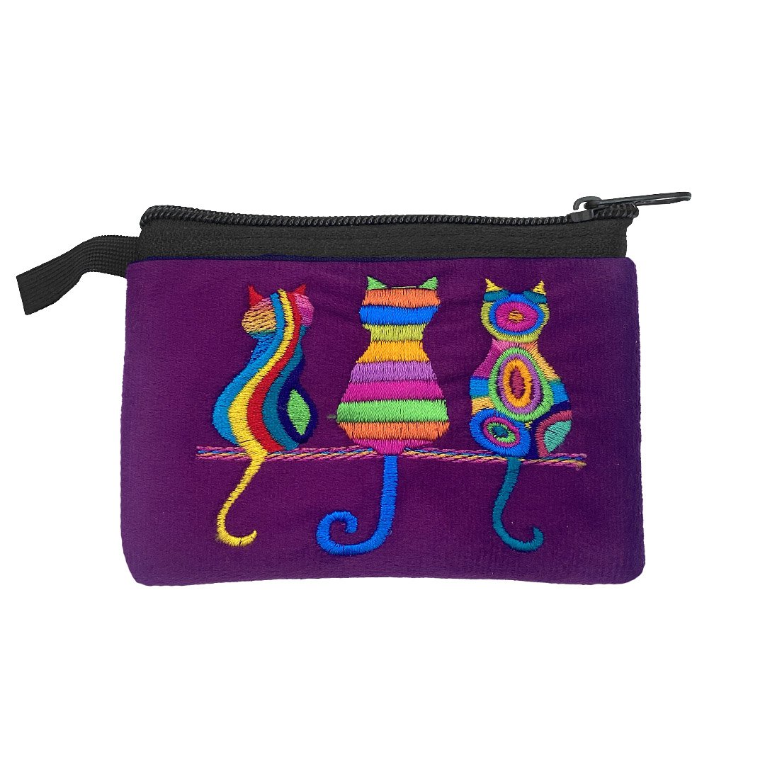 Embroidered Three Cats Ecuadorian Coin Purse Pouch - Image 9