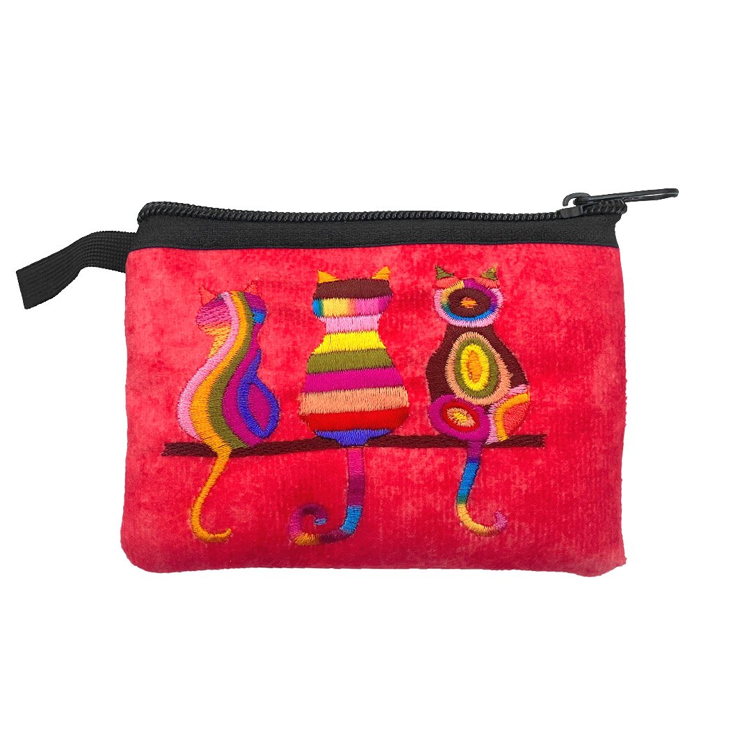 Embroidered Three Cats Ecuadorian Coin Purse Pouch - Image 6