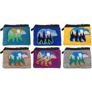 Embroidered Bear Ecuadorian Coin Purse Pouch