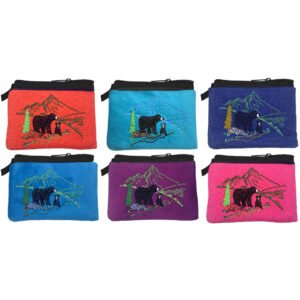 Embroidered Mountain Bears Ecuadorian Coin Purse Pouch