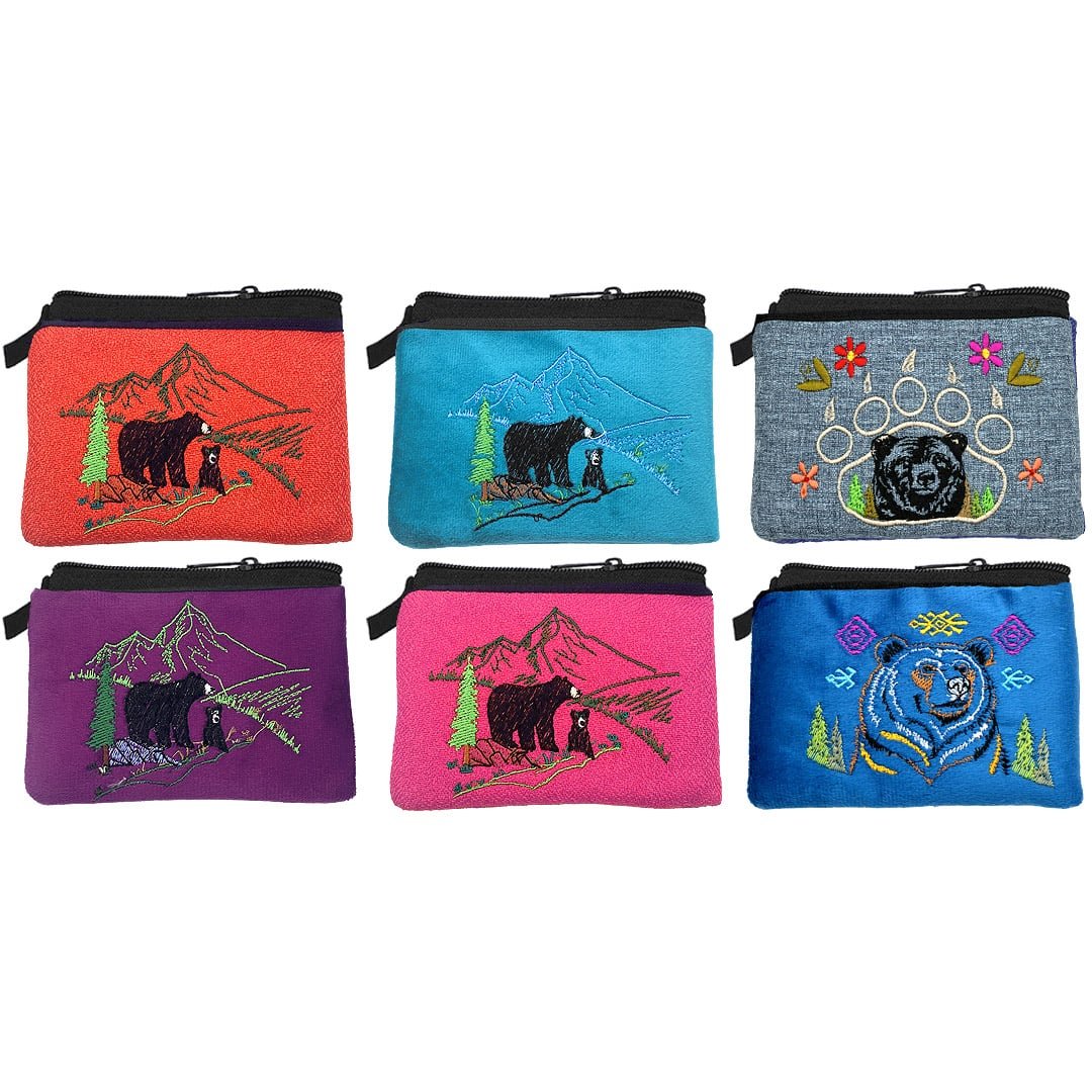 Embroidered Mountain Bears Ecuadorian Coin Purse Pouch