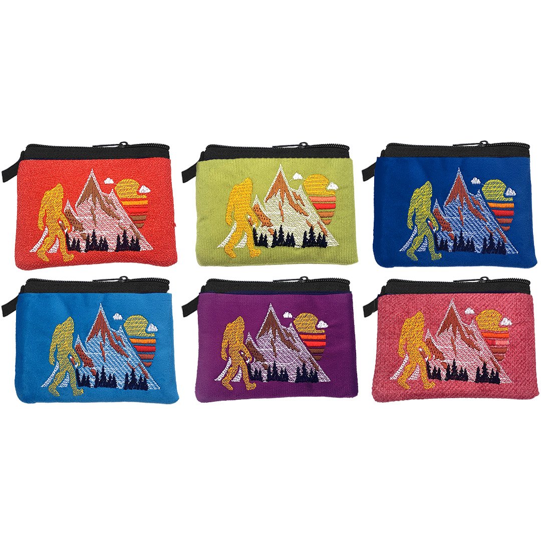 Embroidered Bigfoot Ecuadorian Coin Purse Pouch