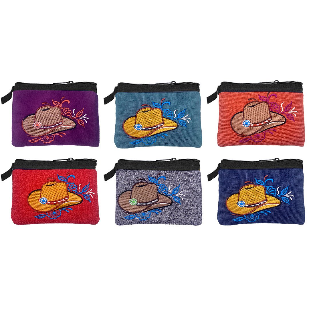 Embroidered Cowboy Hat Ecuadorian Coin Purse Pouch