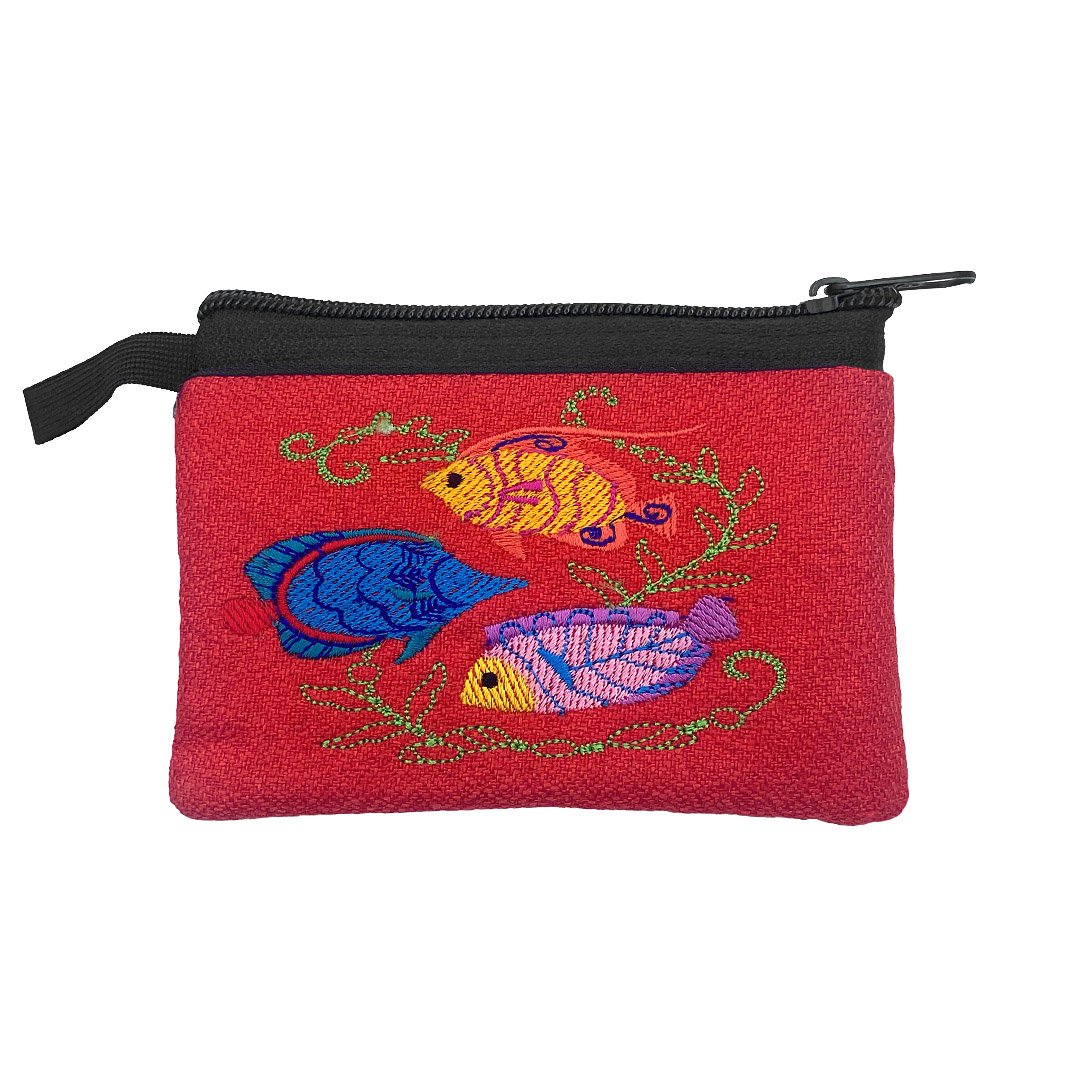 Embroidered Fish Ecuadorian Coin Purse Pouch - Image 3