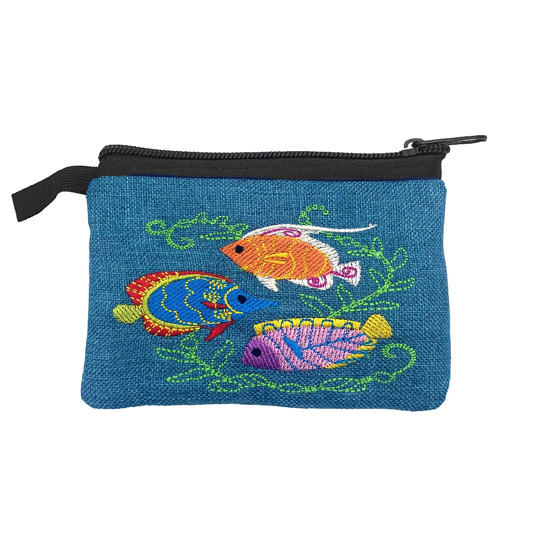 Embroidered Fish Ecuadorian Coin Purse Pouch - Image 5