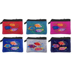 Embroidered Fish Ecuadorian Coin Purse Pouch