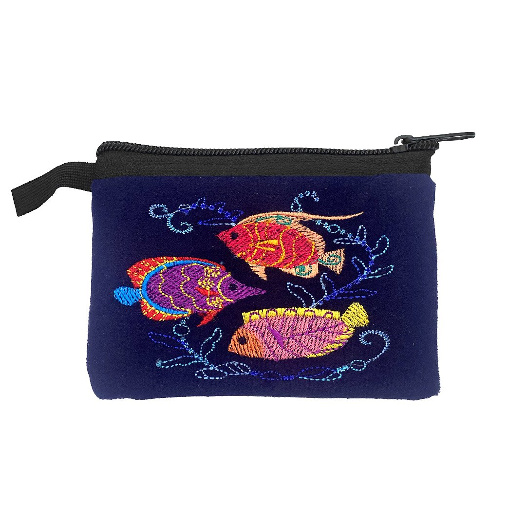 Embroidered Fish Ecuadorian Coin Purse Pouch - Image 2