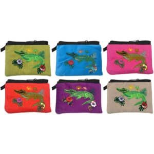 Embroidered Alligator Ecuadorian Coin Purse Pouch