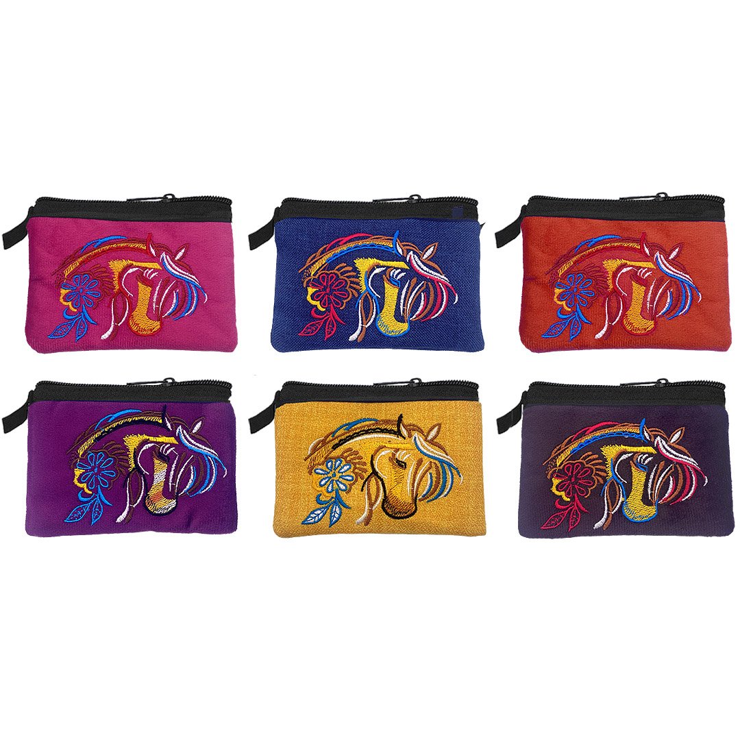 Embroidered Horse Ecuadorian Coin Purse Pouch