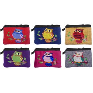 Embroidered Owl Ecuadorian Coin Purse Pouch