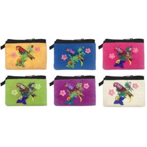 Embroidered Parrot Ecuadorian Coin Purse Pouch