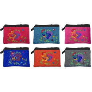 Embroidered Rooster Ecuadorian Coin Purse Pouch