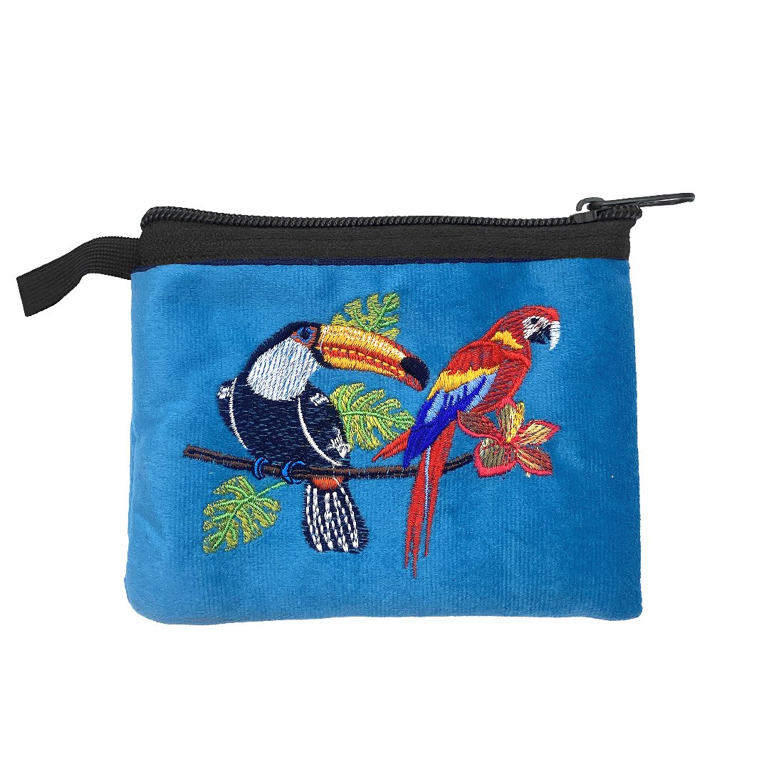 Embroidered Tropical Birds Ecuadorian Coin Purse Pouch - Image 3